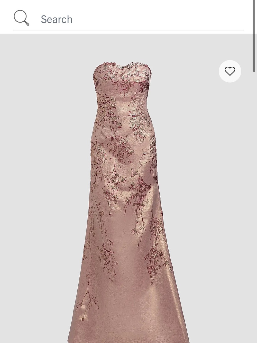 Rene Ruiz Strapless Blush Pink Floral Embroidered Maxi Gown- WORN ONCE!